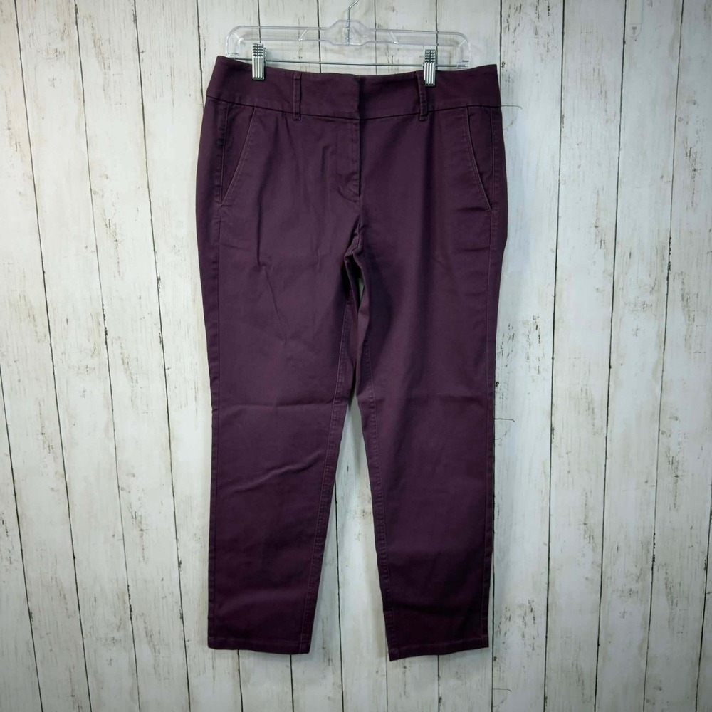 LOFT Outlet Women's Modern Chino Crop Pants Purple‎ Stretch Cotton Size 6